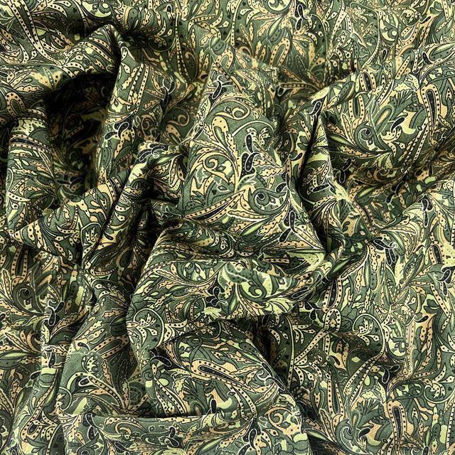 Poplin Print - Green Paisley