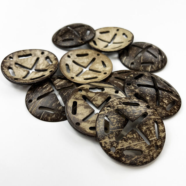 Pack of 10 Large Handmade Coconut Domed Buttons (60mm)