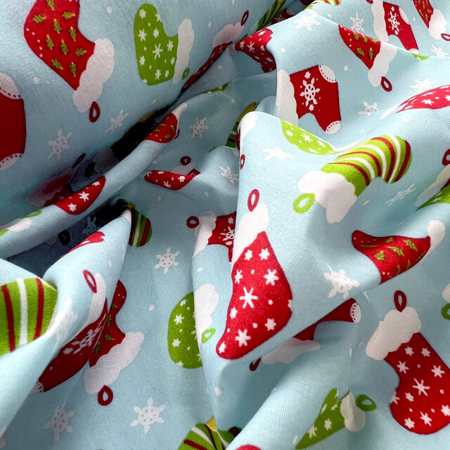 Christmas Poly/Cotton - Stocking - Pale Blue