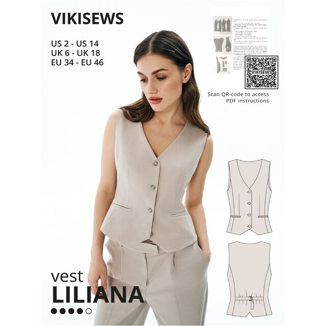 Vikisews - Liliana Vest Sewing Pattern (UK 6-18)