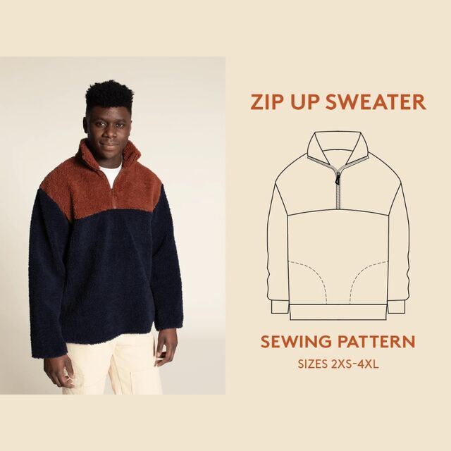 Wardrobe By Me - Men's Zip-Up Sweater Pattern