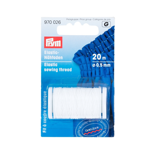 Prym - Elastic Sewing Thread - White (0.5mm)